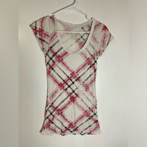 Arizona pink black striped shirt junior size M